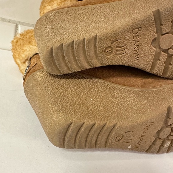 BEARPAW 9 Flatbrush Hickory Sheepskin woman 3" wedge winter boot gorpcore boho - Picture 12 of 13